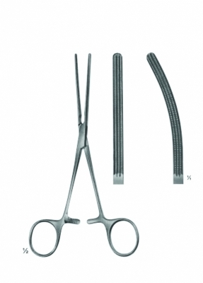 Doyen Intestinal Clamp With Longitudinal Serrated Blades And Box Joint 